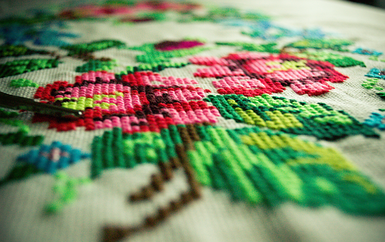 Embroidery, Flowers, Handmade, Linen