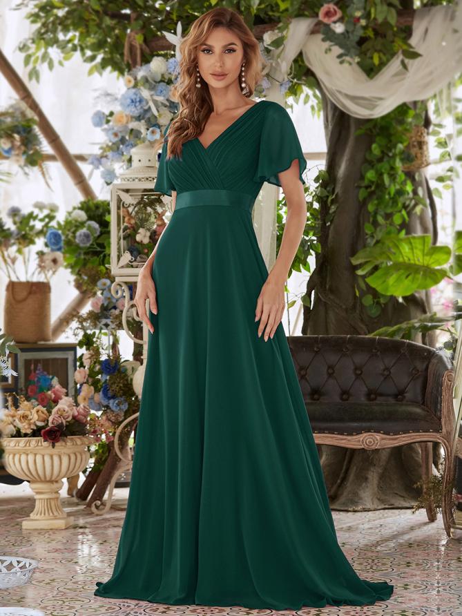 green evening party maxi dress